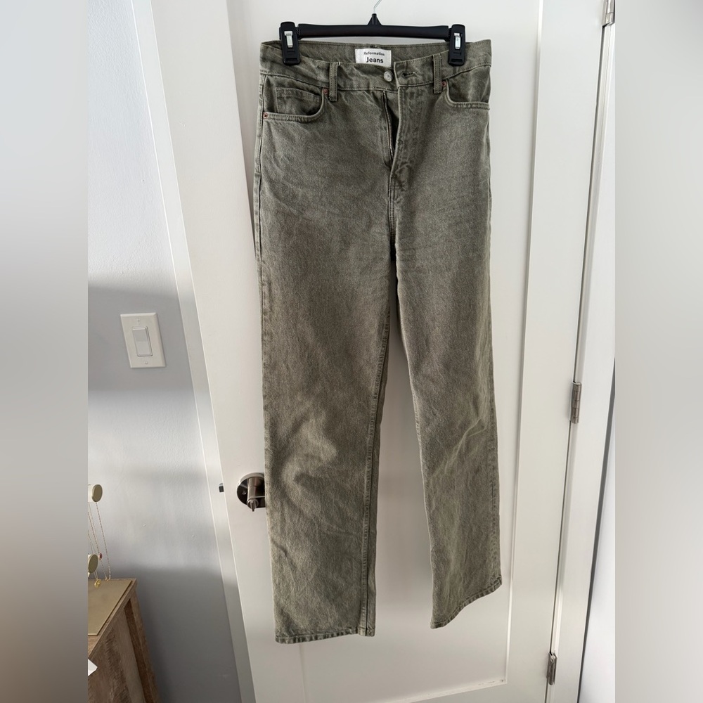 Reformation Wilder High-Rise Straight Jeans in Olive Green